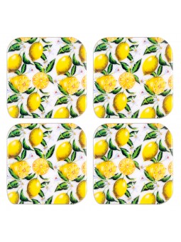 S/4 sous-verres carrés citron