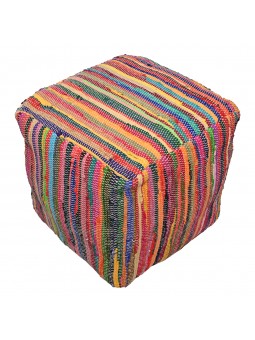 Pouf en chindi multicolore...
