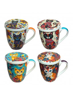 Mug chat 4 diff. avec boîte...