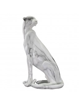 Léopard assis en marbre blanc 