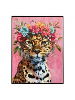 Tableau guépard fleurs