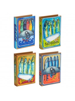 Boîte livre sardines 4 diff.